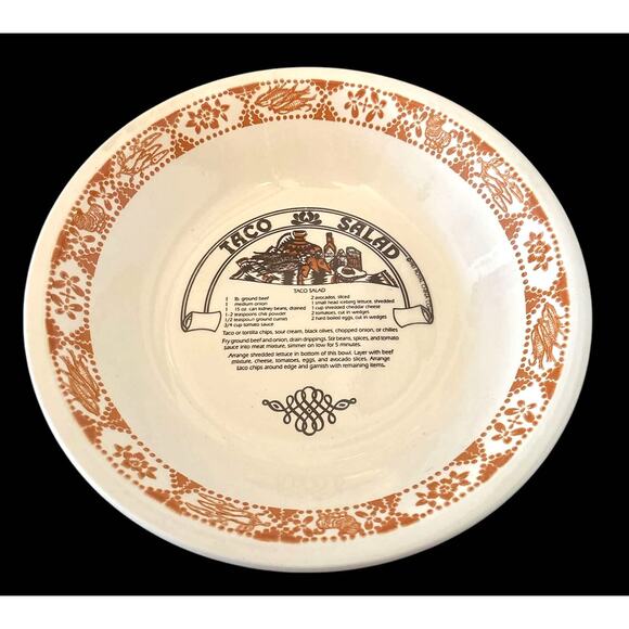 Vintage 1983 Royal China Garden Classics Ceramic Taco Salad Serving Bowl Recipe - Picture 2 of 5